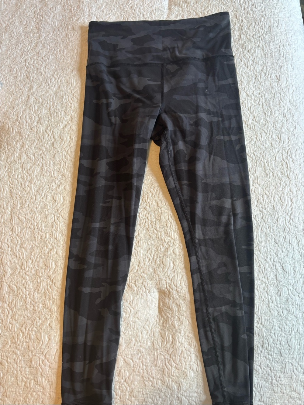 Athleta Black & Charcoal Camo High-Waist Leggings